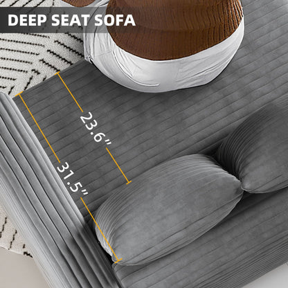 Convertible Deep Seat Sofa With Soft Pillows And Ottomans