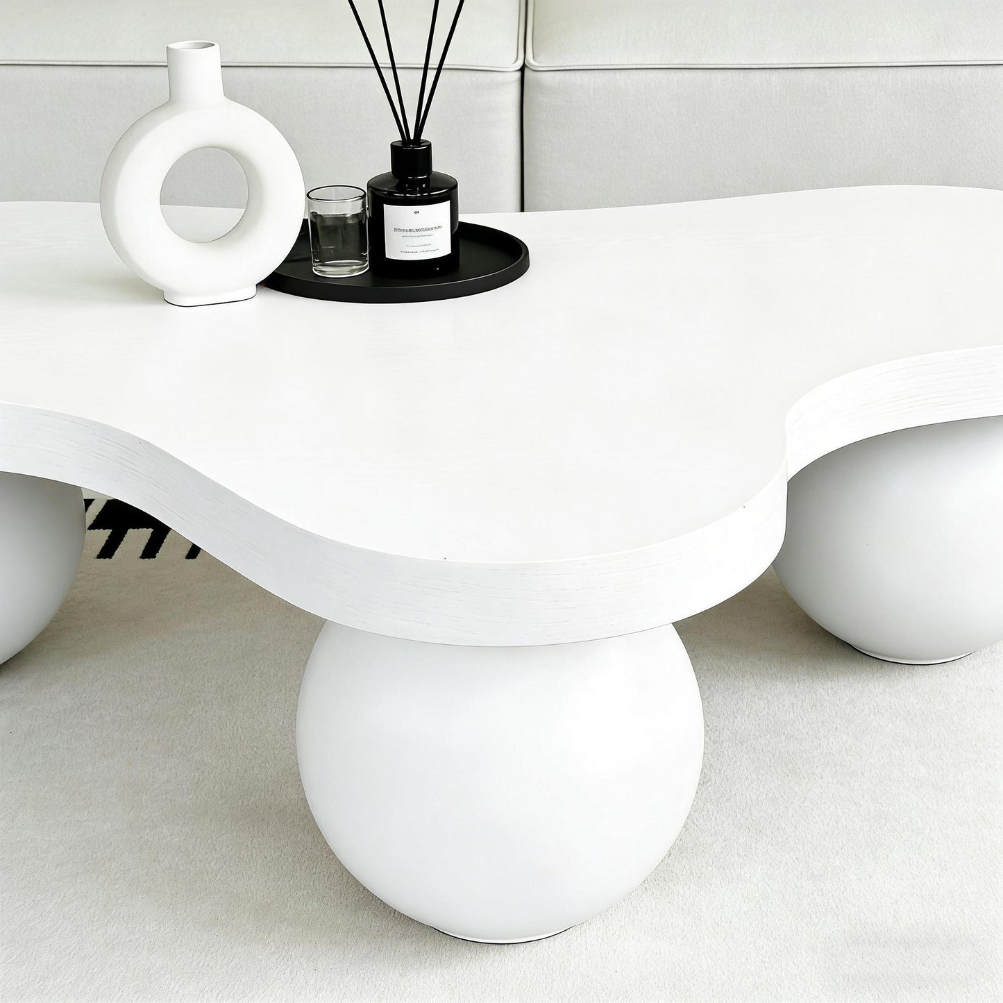 Cloud Shaped Coffee Table With 3 Ball Legs For Living Room