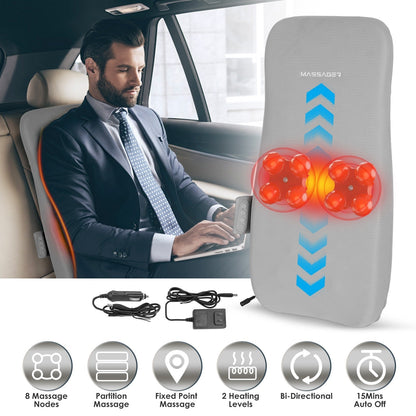 Full Back Massager With Rolling Kneading Nodes Soothing Heating 3D Deep Tissue Shiatsu Chair Massage Pad For Lumbar Upper Lower Back Gift For Women Me