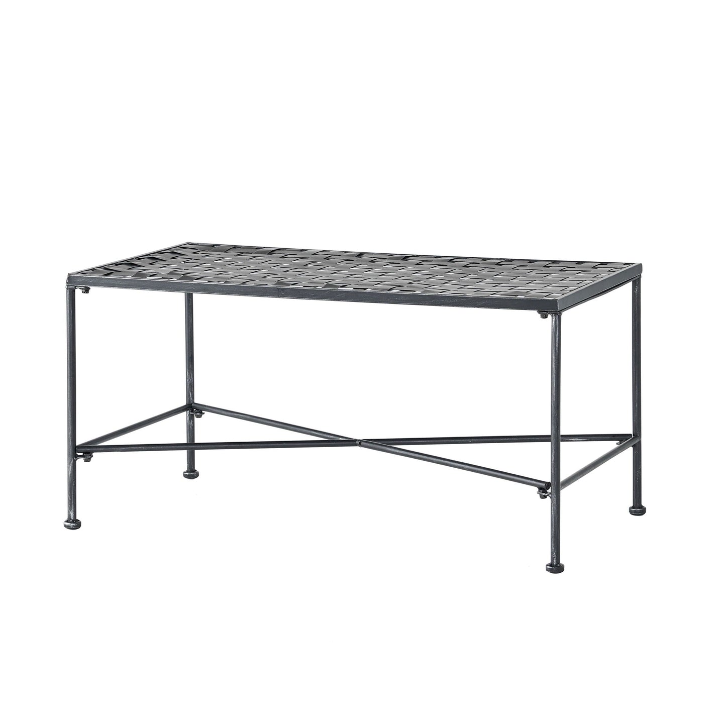 Luna Outdoor Iron Coffee Table - Black Brush Silver
