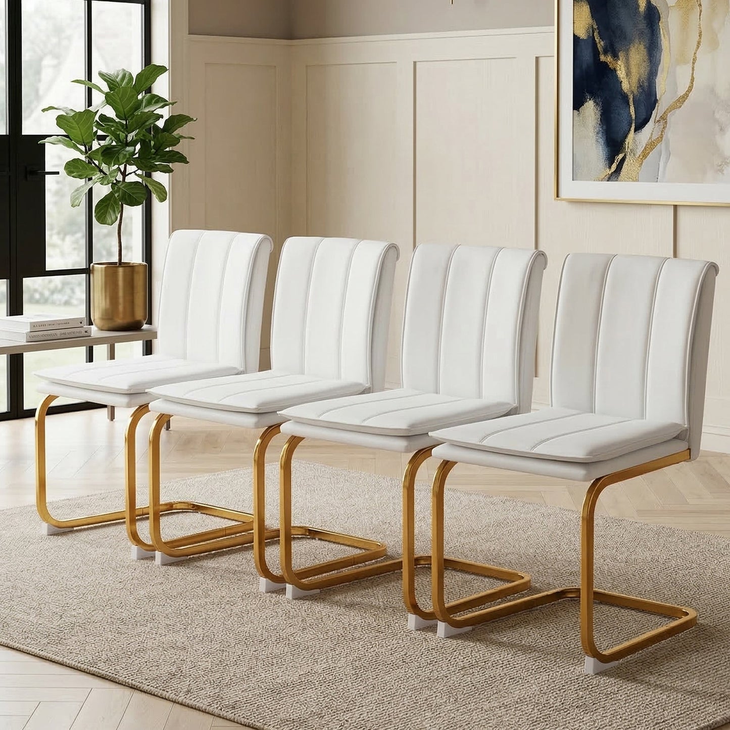 Modern Dining Chairs Set of 4, PU Leather
