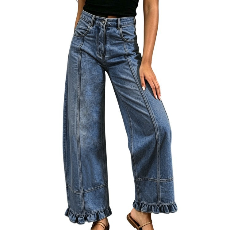 New Stylish Casual Loose-fit Wide-leg Denim Pants For Women