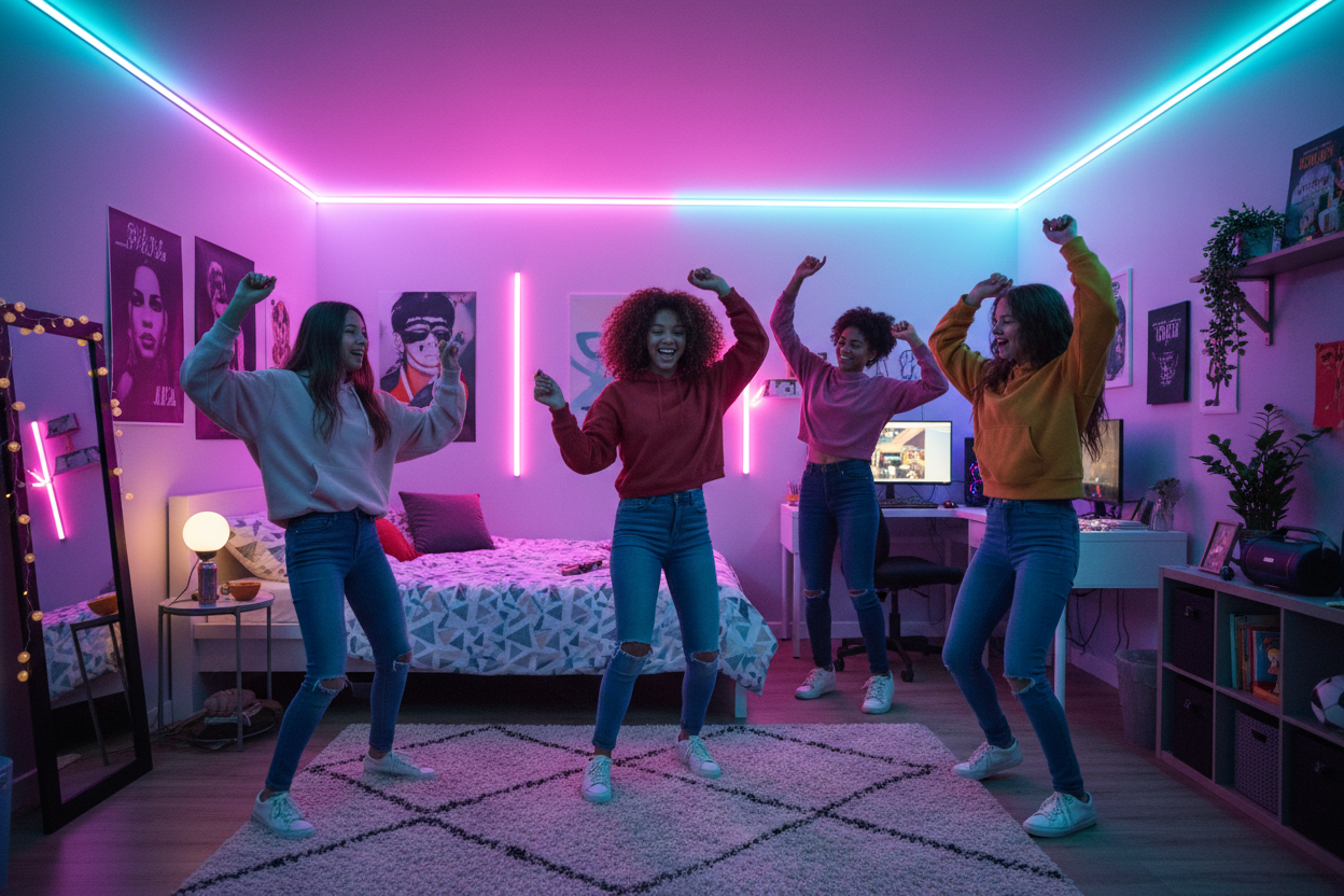 Color Changing Bluetooth Music Controller Light Strip for Ambient Lighting and Sound Sync