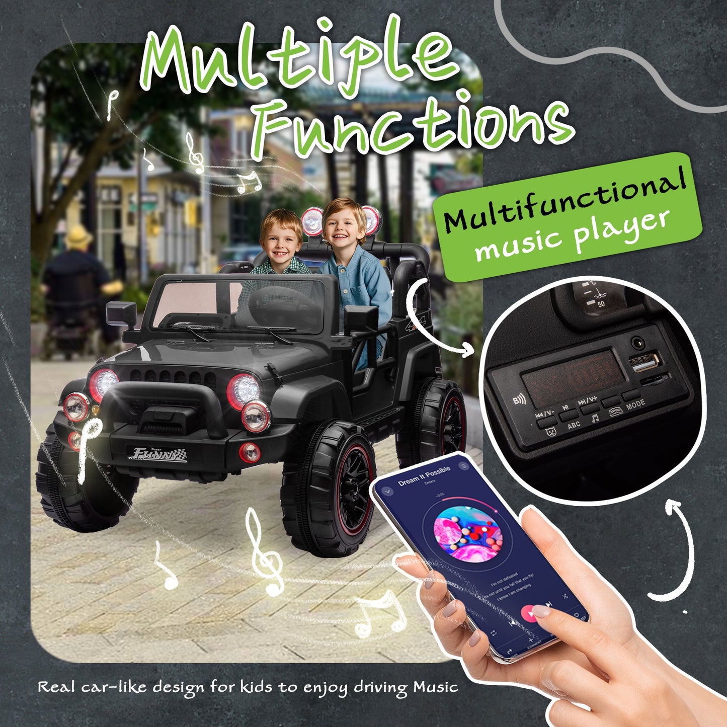 24V Kids Ride-On Electric Car with Parental Control