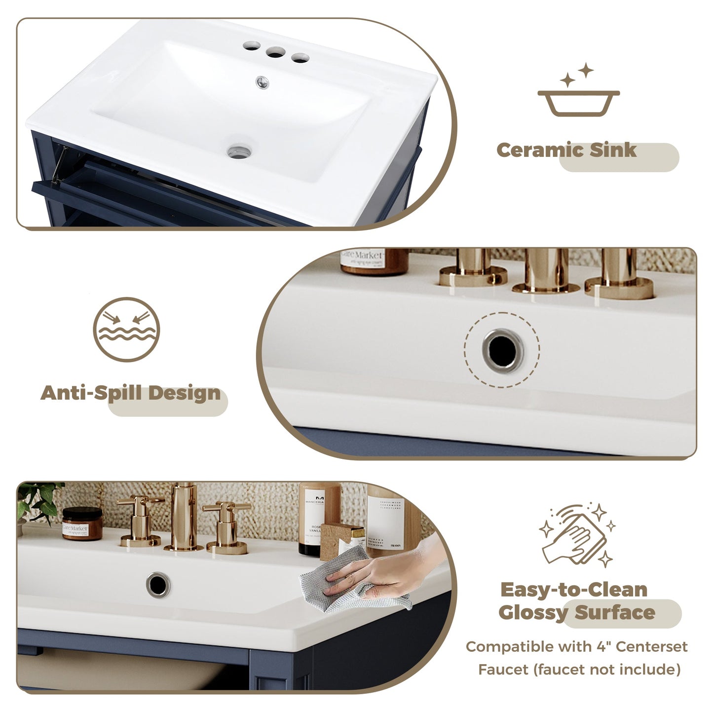 24'' Bathroom Vanity with Top Sink and Storage Cabinet