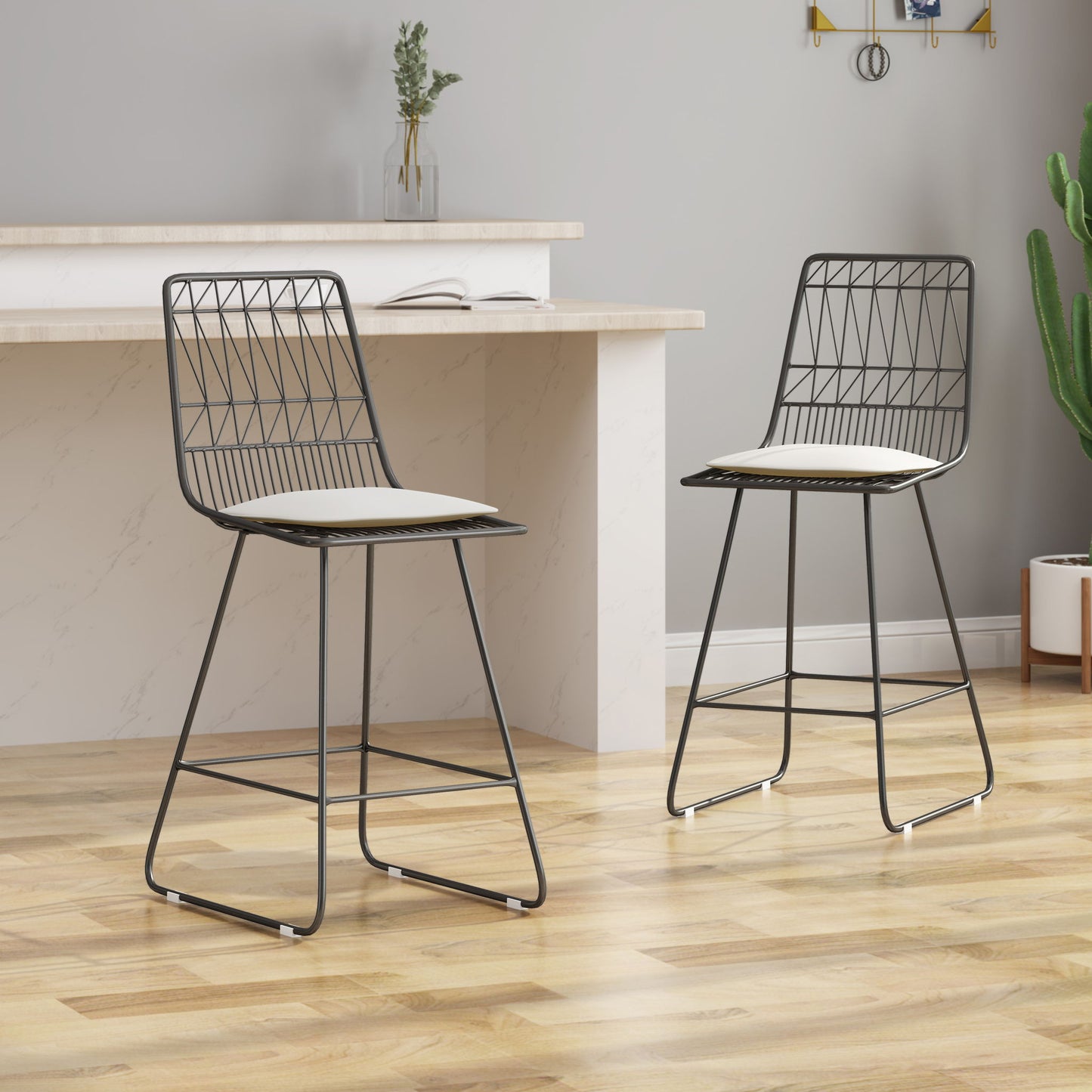 Yearning Iron Counter Stool With Water Resistant Cushion