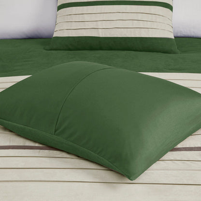 7 Pc Faux Suede Comforter Set Green King