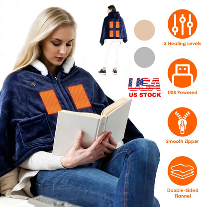 Wearable Heated Blanket with 8 Heating Zones and 3 Temp Levels