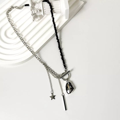 Gothic Punk Star Charm Toggle Necklace
