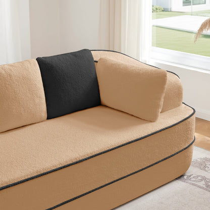 Elysees Left Chaise Sofa With Pillows Teddy Fabric - Camel