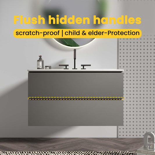 TIA 36" Wall Mount Space Gray Bathroom Vanity