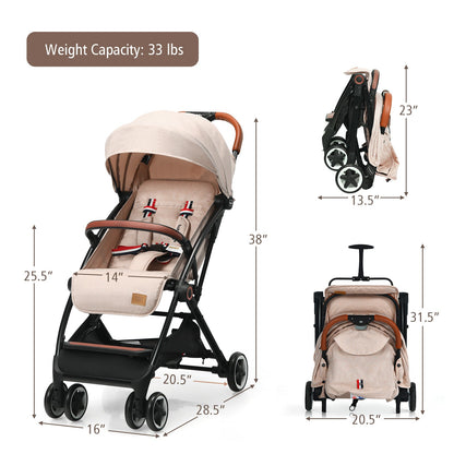 Lightweight Aluminium Frame Baby Stroller with Net-Beige