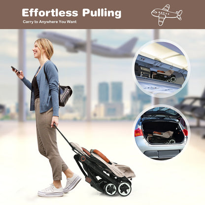 Lightweight Aluminium Frame Baby Stroller with Net-Beige