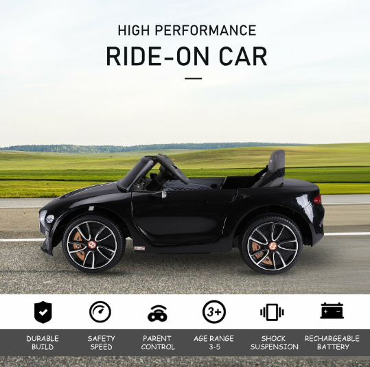 12V Electric Ride-on Car for Kids with Remote Control - Bentley Style Design