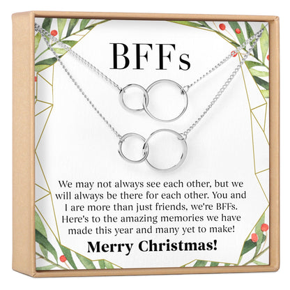 Besties Christmas Double Circles Necklace Set