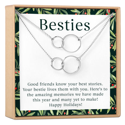 Besties Christmas Double Circles Necklace Set