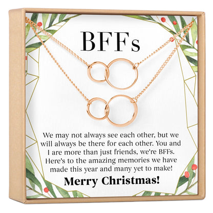 Besties Christmas Double Circles Necklace Set