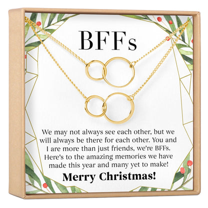 Besties Christmas Double Circles Necklace Set