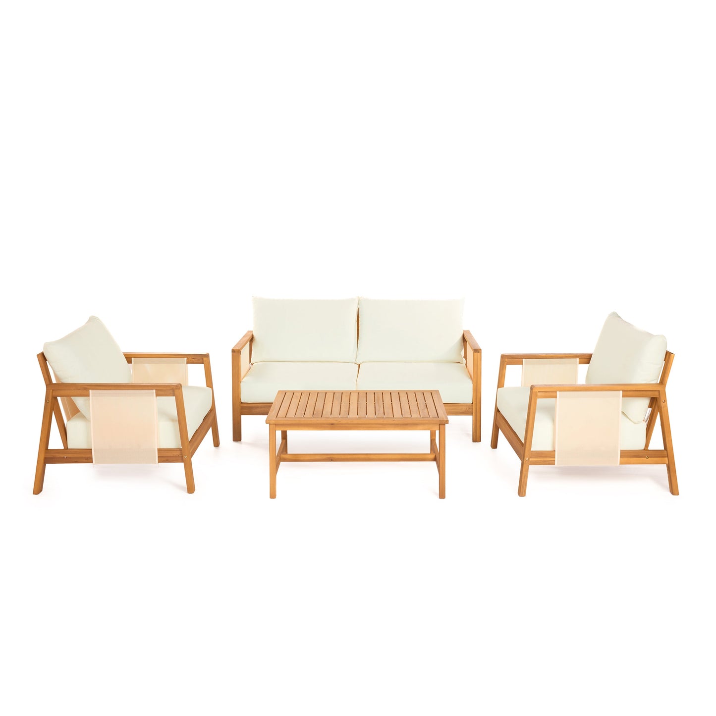 4-Pieces Sofa Set with Cushions Outdoor Loveseat & Coffee Table Set