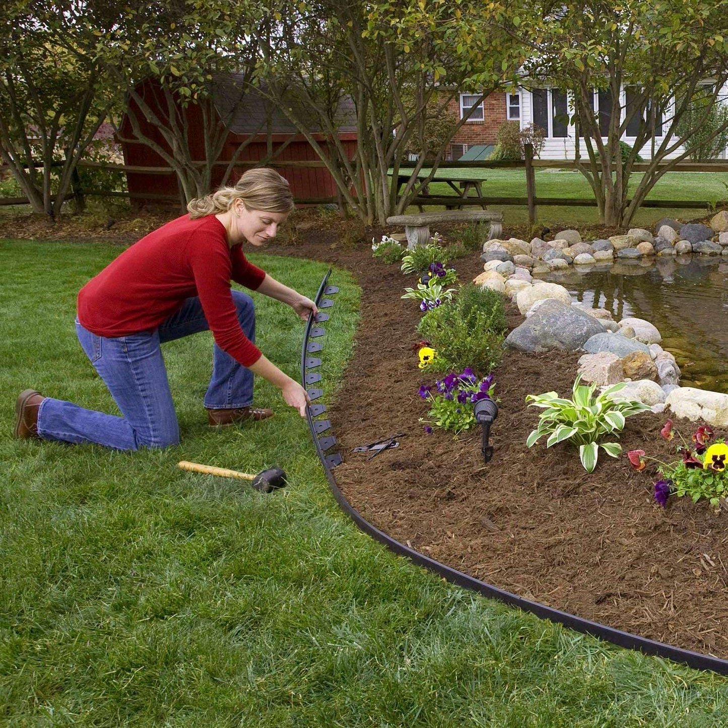 60FT Non-Digging Plastic Garden Edging Kit Plastic Garden Border with 54 Spikes 2In Tall Border Edging for Garden Lawn Yard Flower Beds