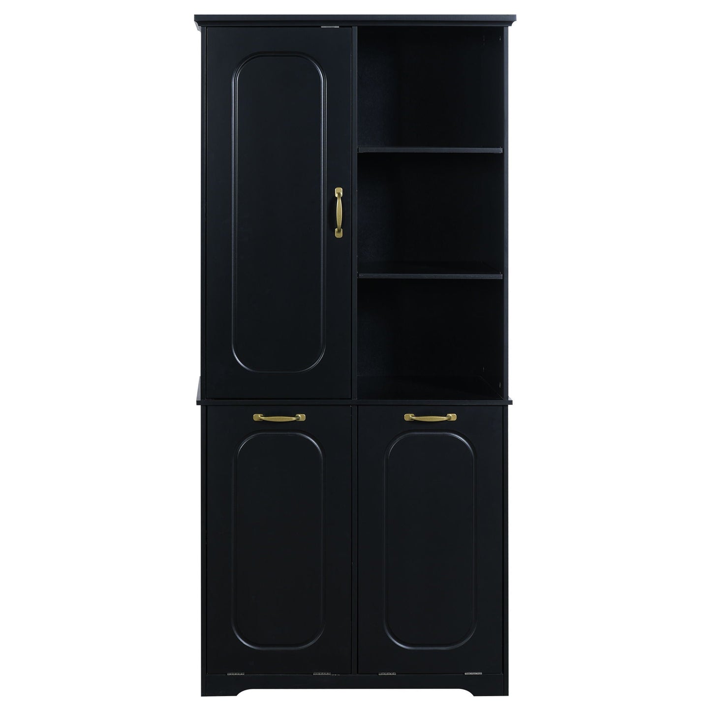 Freestanding Tall Storage Cabinet With 2 Tilt-Out Hampers