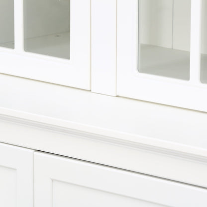 Retro Style Hutch Cabinet With Glass Door, China Cabinet For Home