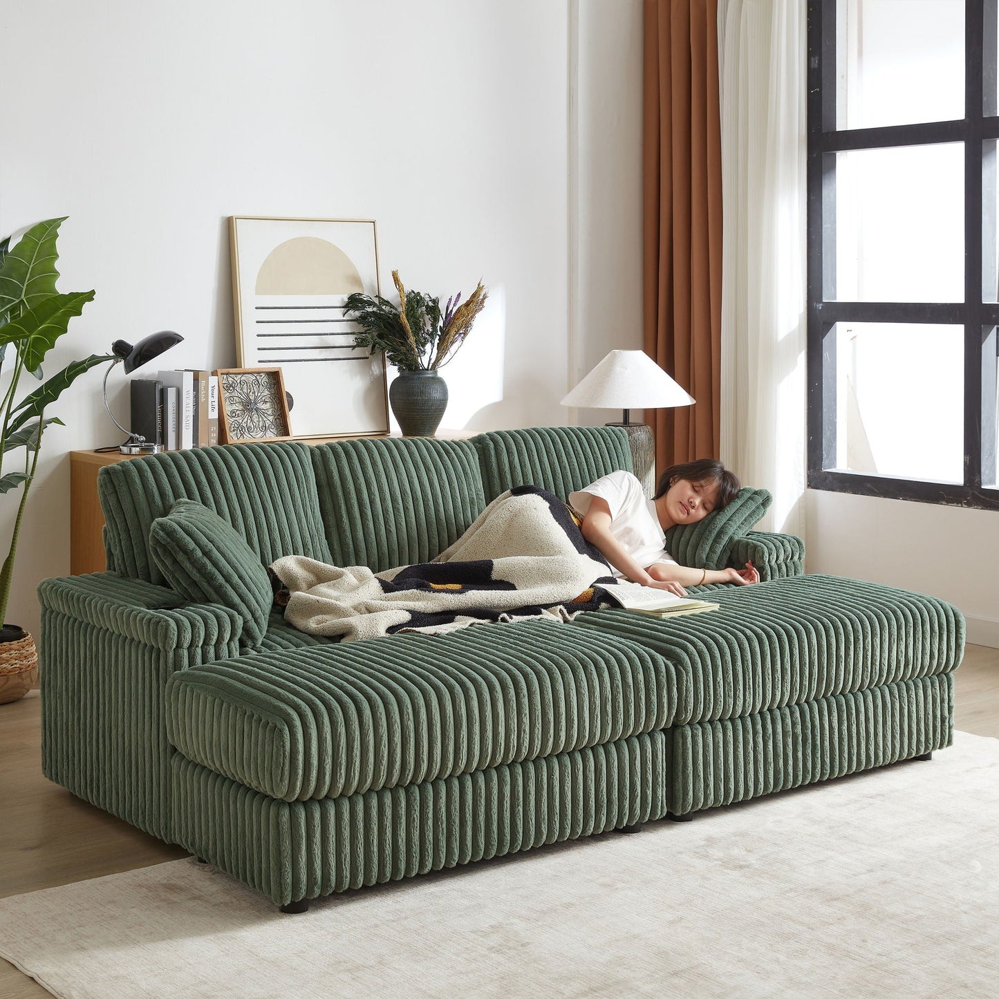 3 Seater Sofa With 2 Ottomans For Living Room