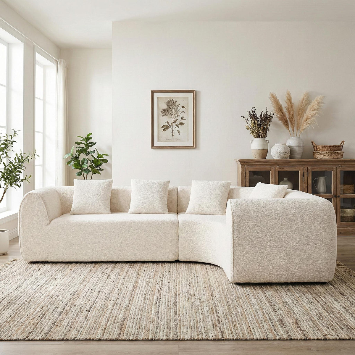 110" Modern Curved L-Shaped Modular Sectional Sofa