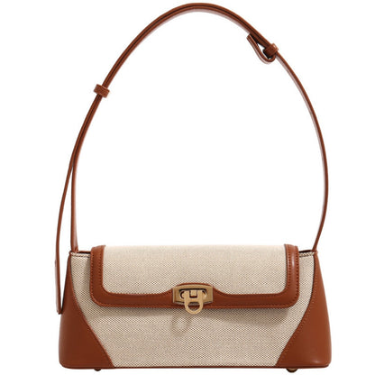 Small shoulder purse, female design retro armpit bag, canvas splicing shoulder crossbody bag