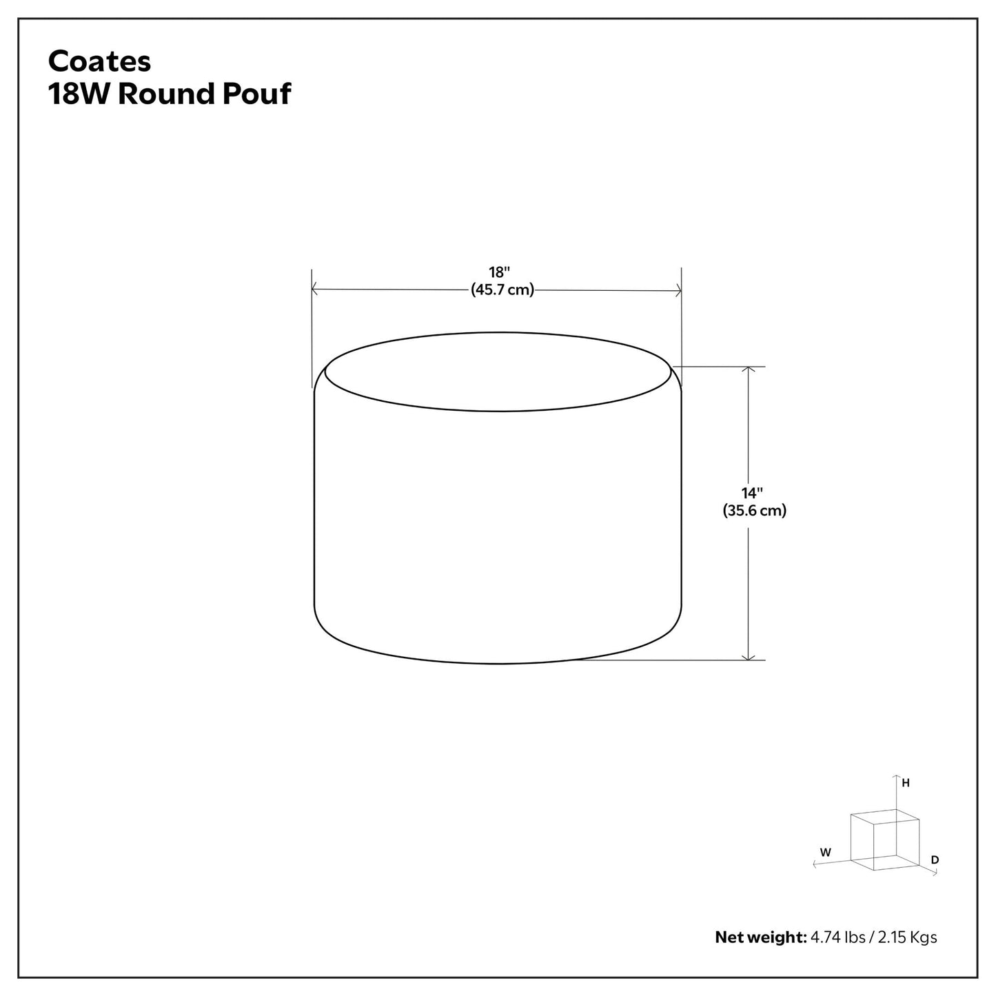 Coates - Round Macrame Pouf - Natural