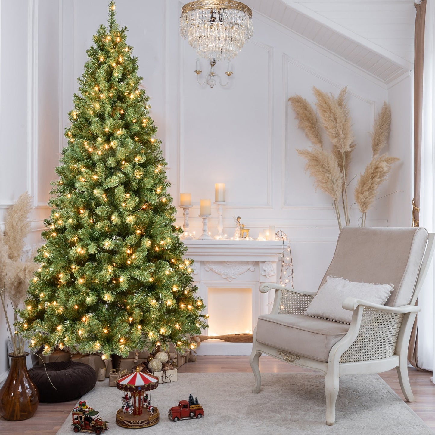 7ft Pre-Lit PVC Christmas Tree with 400 UL Lights