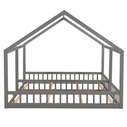 House Platform Beds, 2 Shared Beds, Metal Frame With Guardrails