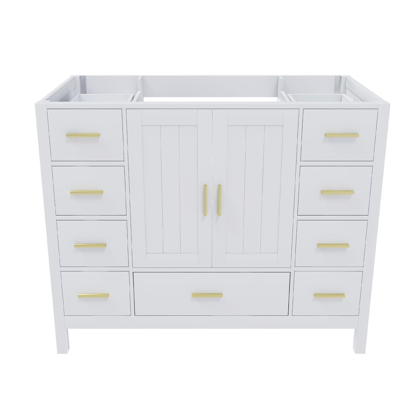 42" Bathroom Vanity Base Cabinet with 2 Soft-Close Double Doors & 9 Smooth Drawers