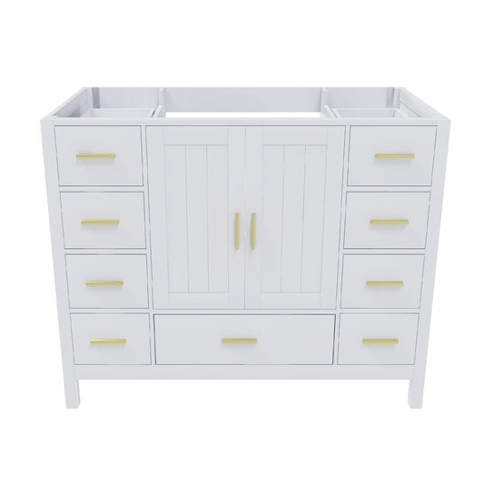 42" Bathroom Vanity Base Cabinet with 2 Soft-Close Double Doors & 9 Smooth Drawers
