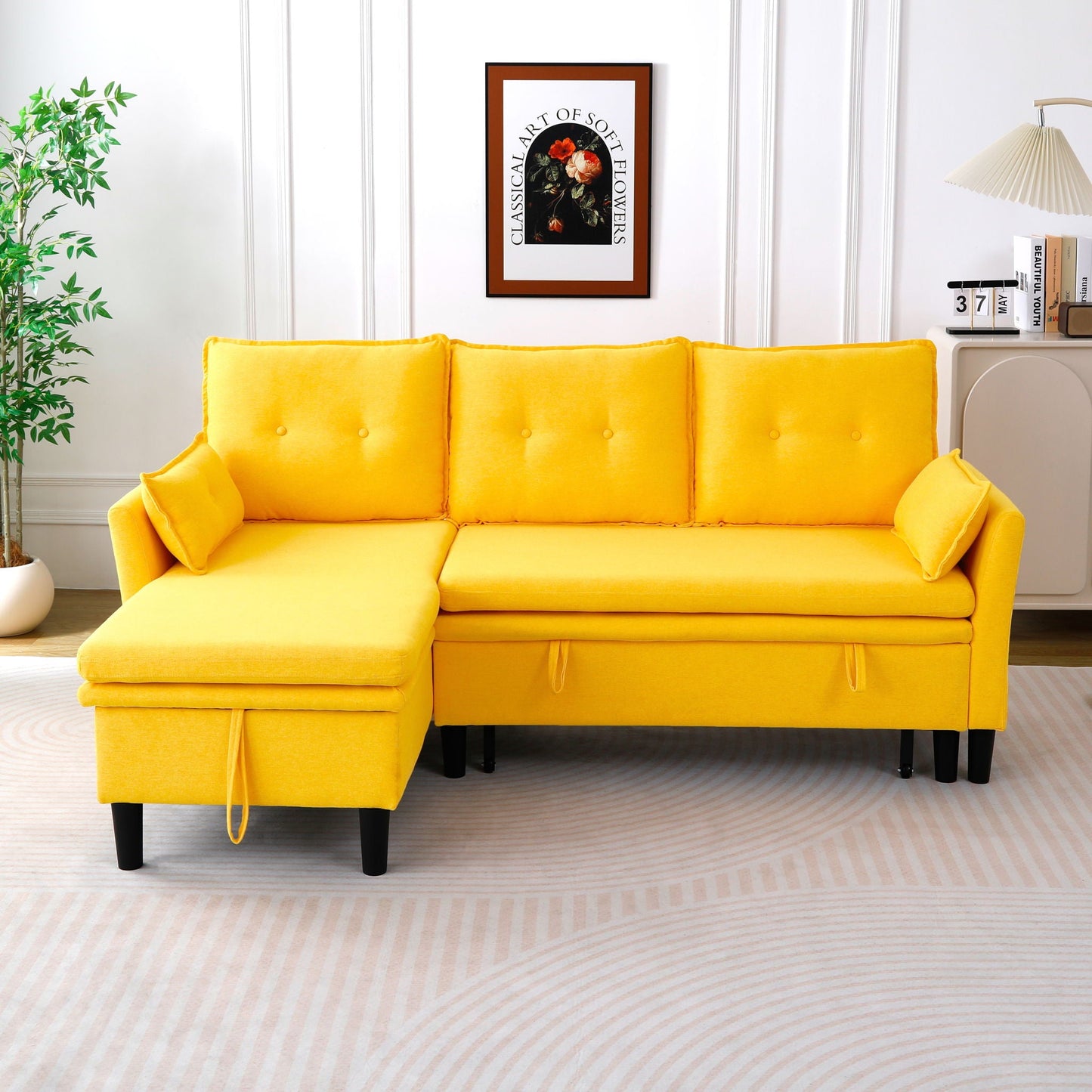 L-Shaped Reversible Chaise Sectional Sofa With Storage