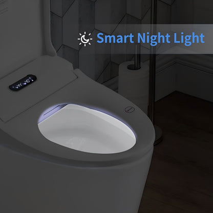 Smart Bidet Toilet Seat & Side Knob Adjustable Heated Seat With Water Temperature And Pressure Adjustment Portable Bidet - White