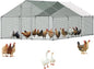 VEVOR Large Metal Chicken Coop, Walk-in Poultry Cage With Waterproof Cover, Outdoor Hen House For Chicken Duck Rabbit Farm