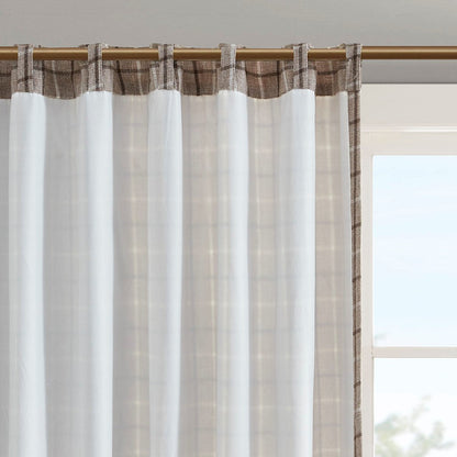 Plaid Rod Pocket and Back Tab Curtain Panel with Fleece Lining