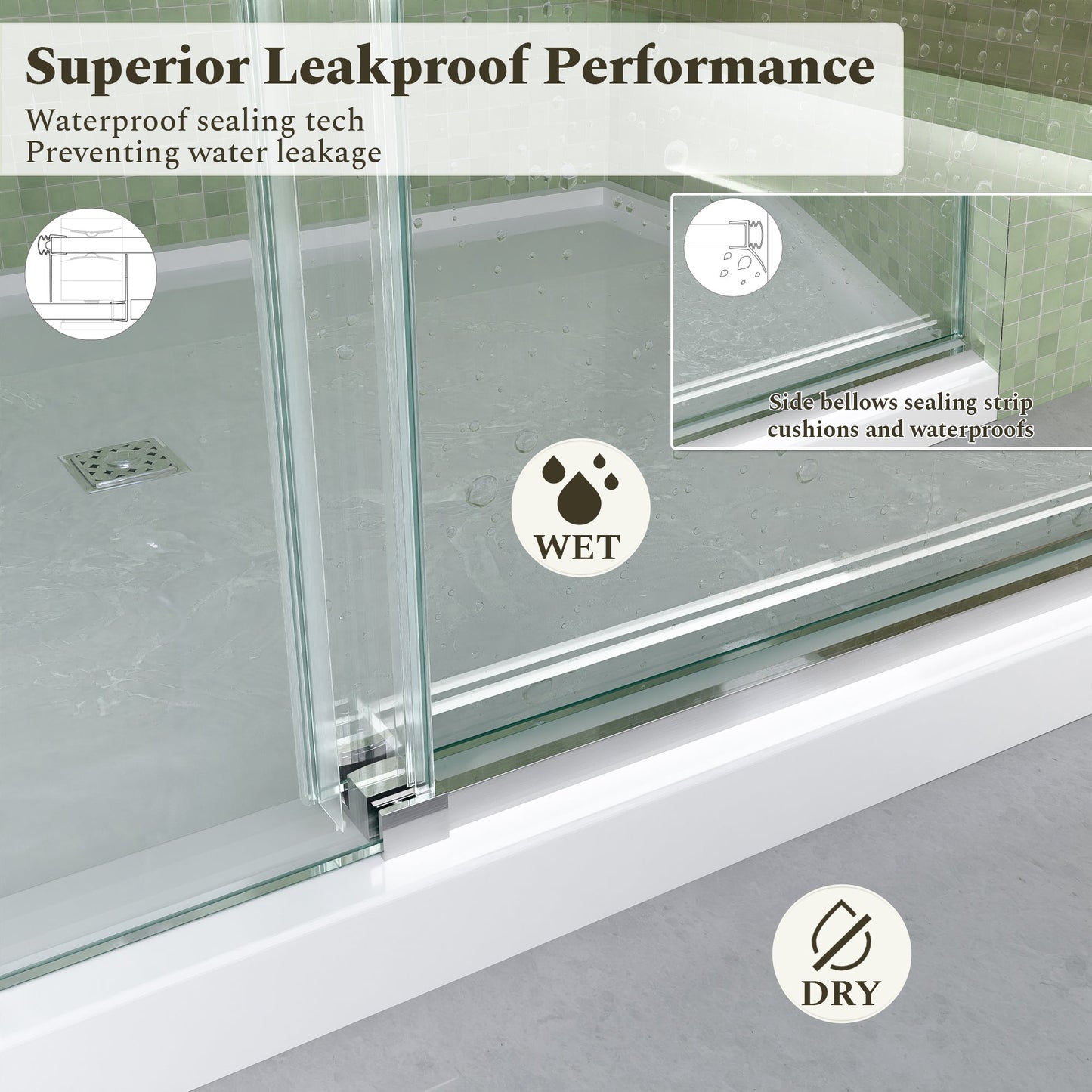56-60"W x 60"H Frameless Sliding Tub Shower Door Enclosure