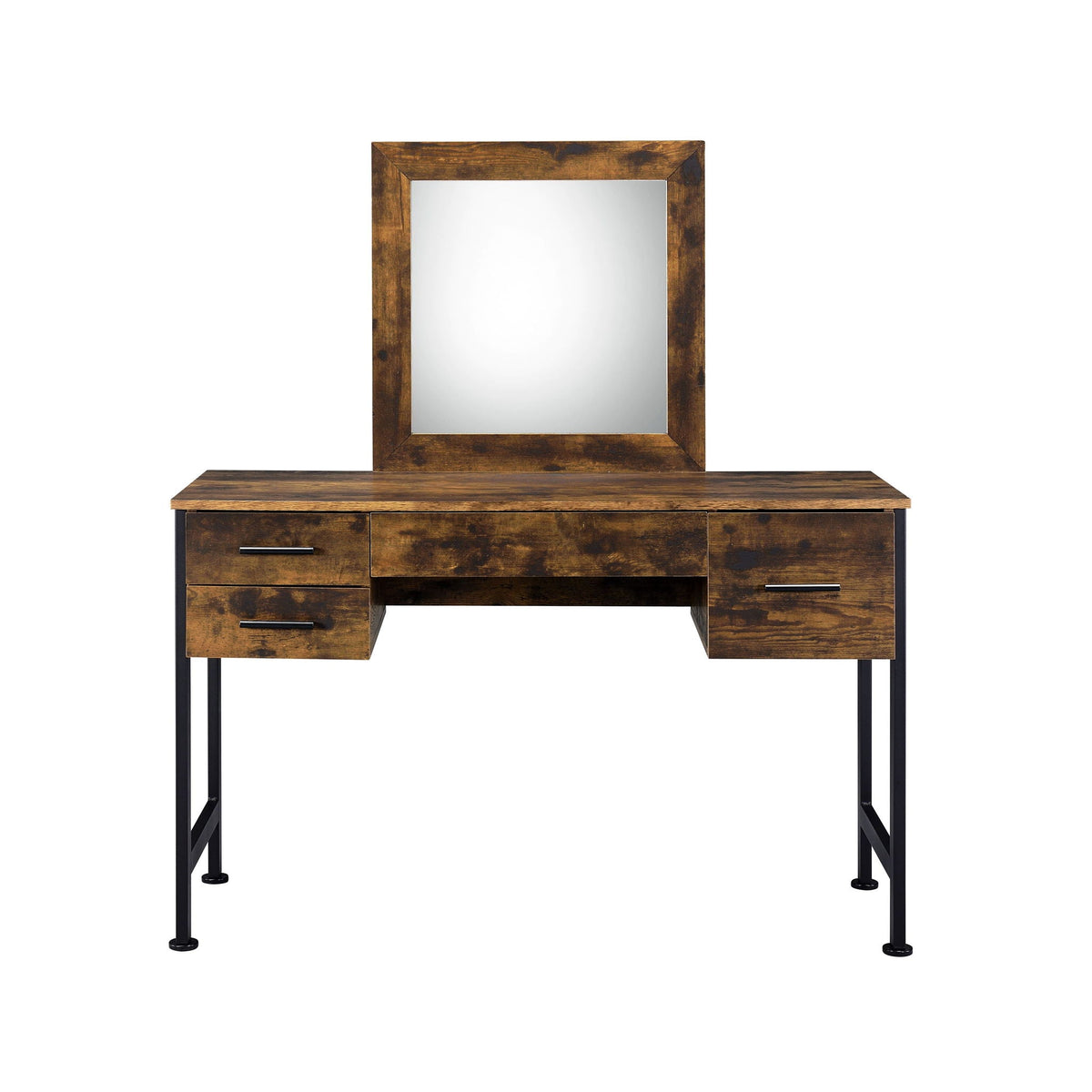 Juvanth - Vanity Desk & Mirror - Rustic Oak & Black