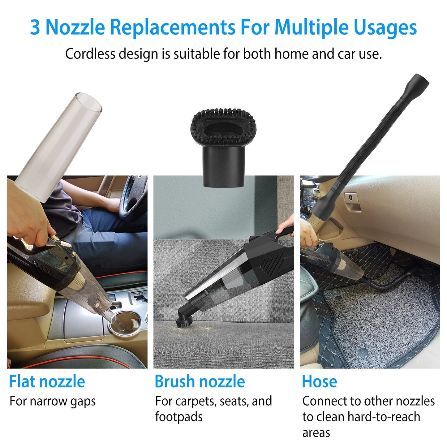Handheld Cordless Car Vacuum Cleaner 120W 8000PA DC 12V Car Auto Home Duster Wet Dry Powerful Suction with Accessory Kit