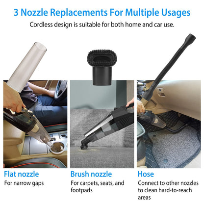 Handheld Cordless Car Vacuum Cleaner 120W 8000PA DC 12V Car Auto Home Duster Wet Dry Powerful Suction with Accessory Kit