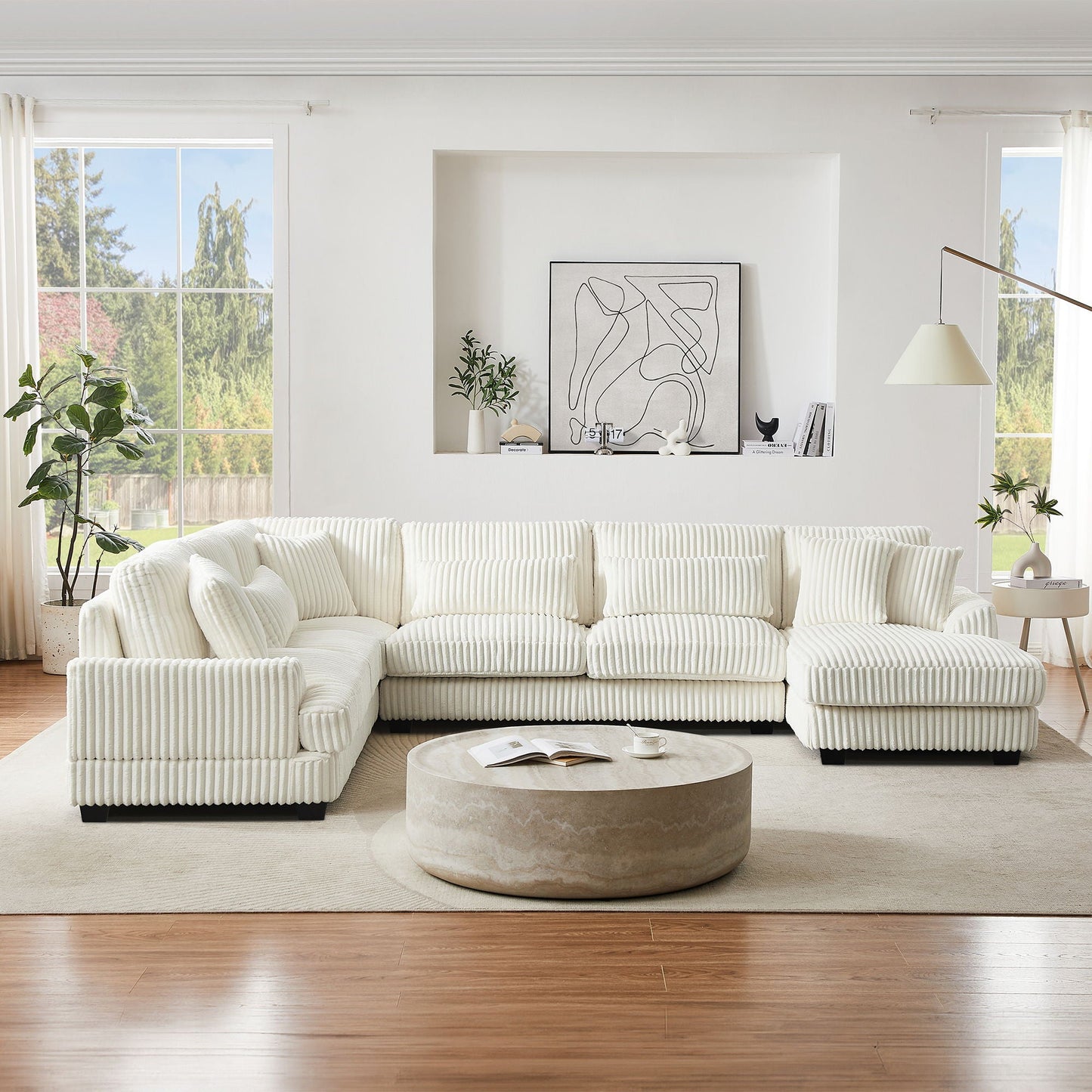 Oversized Sectional Sofa U - Shaped Sofa Couch Modern Sofa Upholstered In Soft With A Chaise Lounge For Living Room