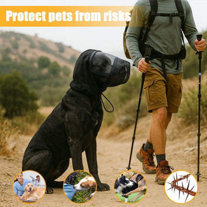 Dog Protective Mask Dog Mesh Muzzle Hood Mosquito And Insect-Proof Head Cover Breathable Anti Bite Anti Licking Mask