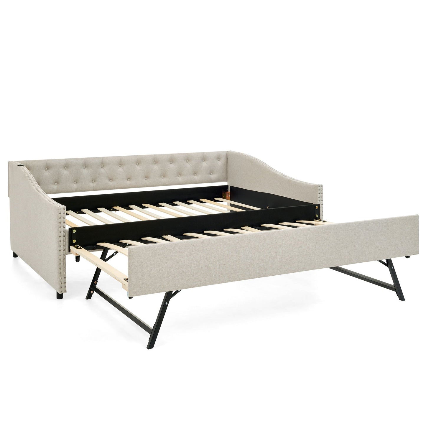Upholstered Daybed With USB Charging & Pull Out Bed
