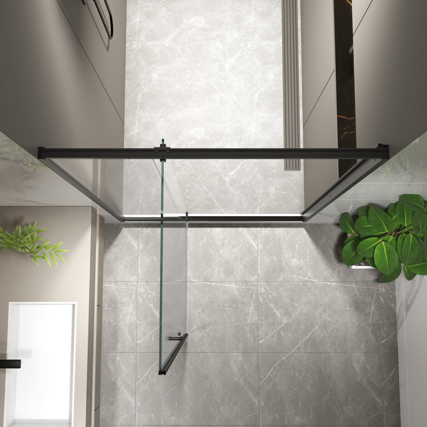 50-54"W x 74"H Pivot Shower Door with Matte Tempered Glass Finish