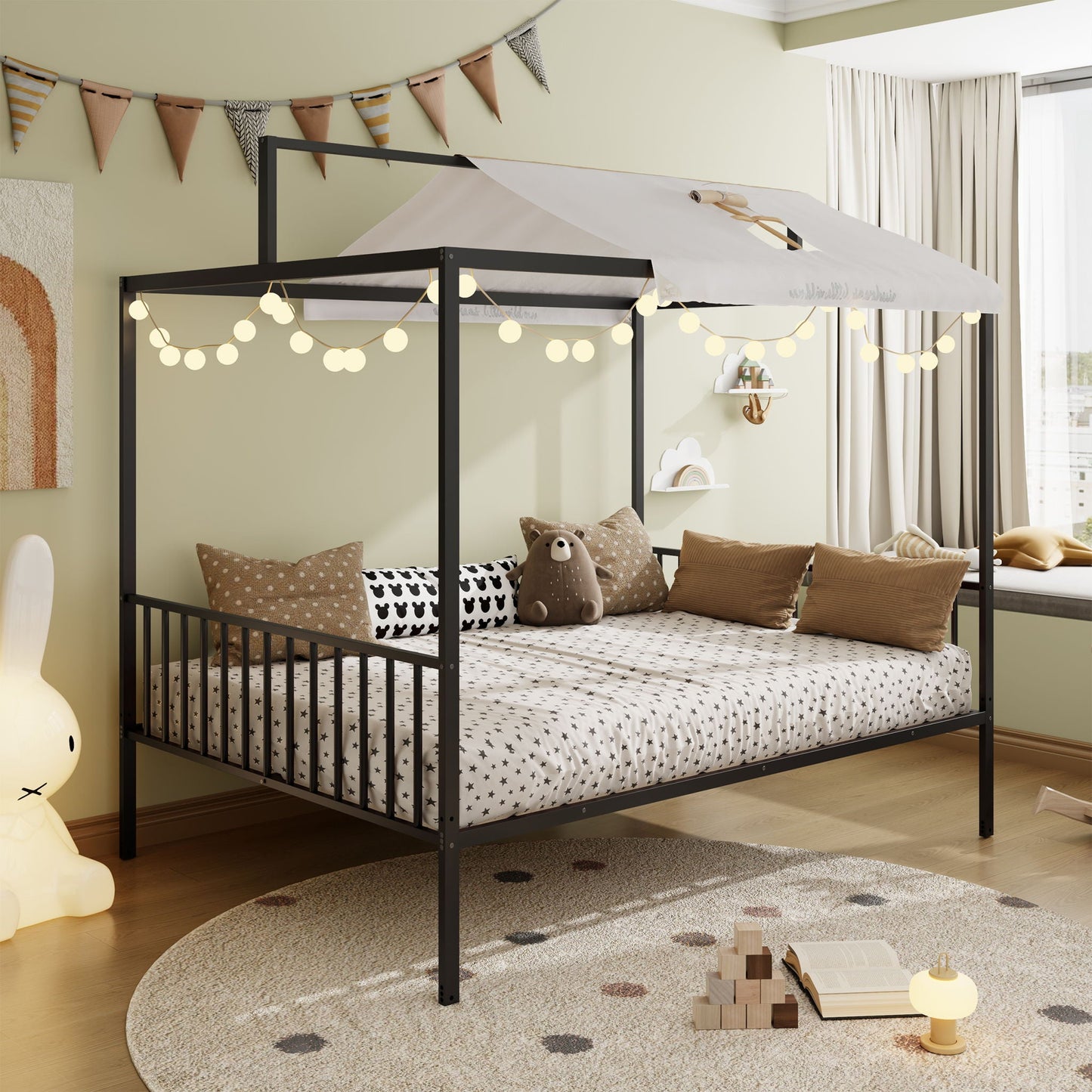 3 In 1 Convertible Montessori Floor Bed With Fenced Support