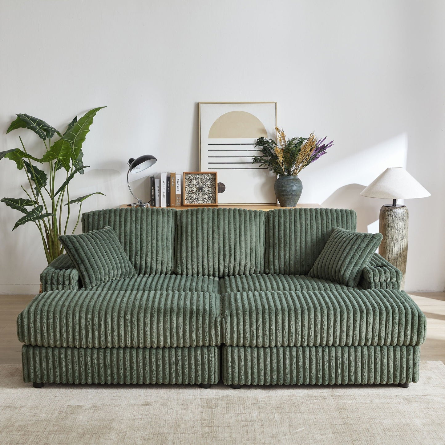 3 Seater Sofa With 2 Ottomans For Living Room