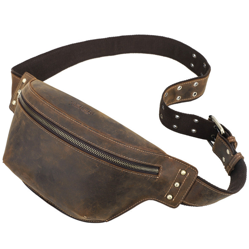 Retro Horsehide Waist Bag For Men