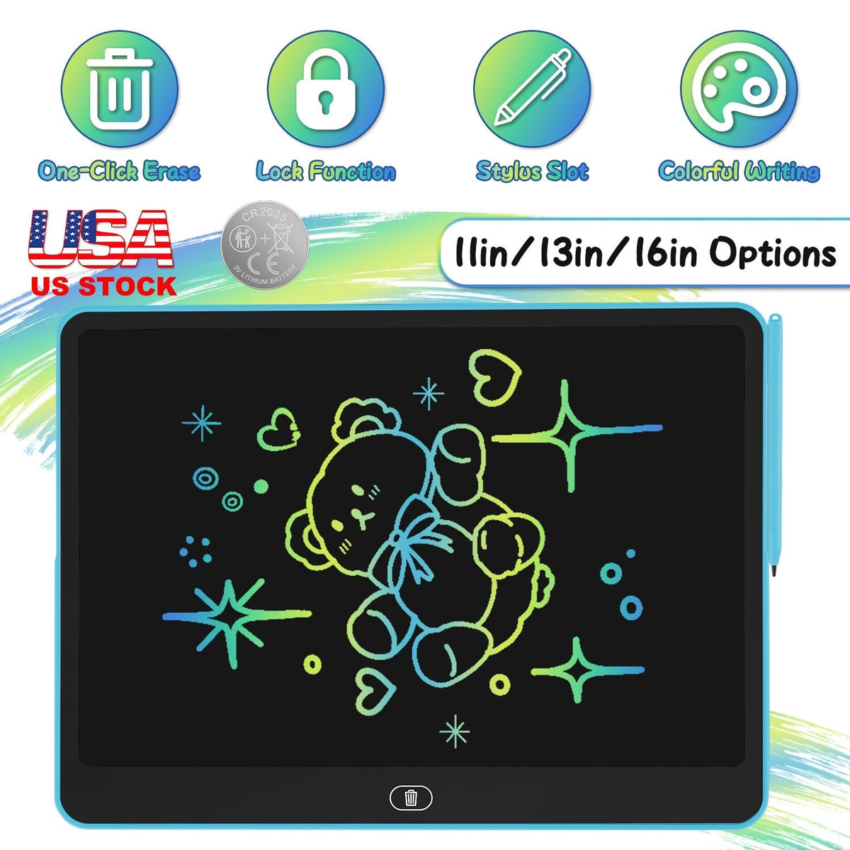 LCD Writing Tablet for Kids with Stylus & Lock Function